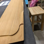 View of the side of the guqin after rough shaping.